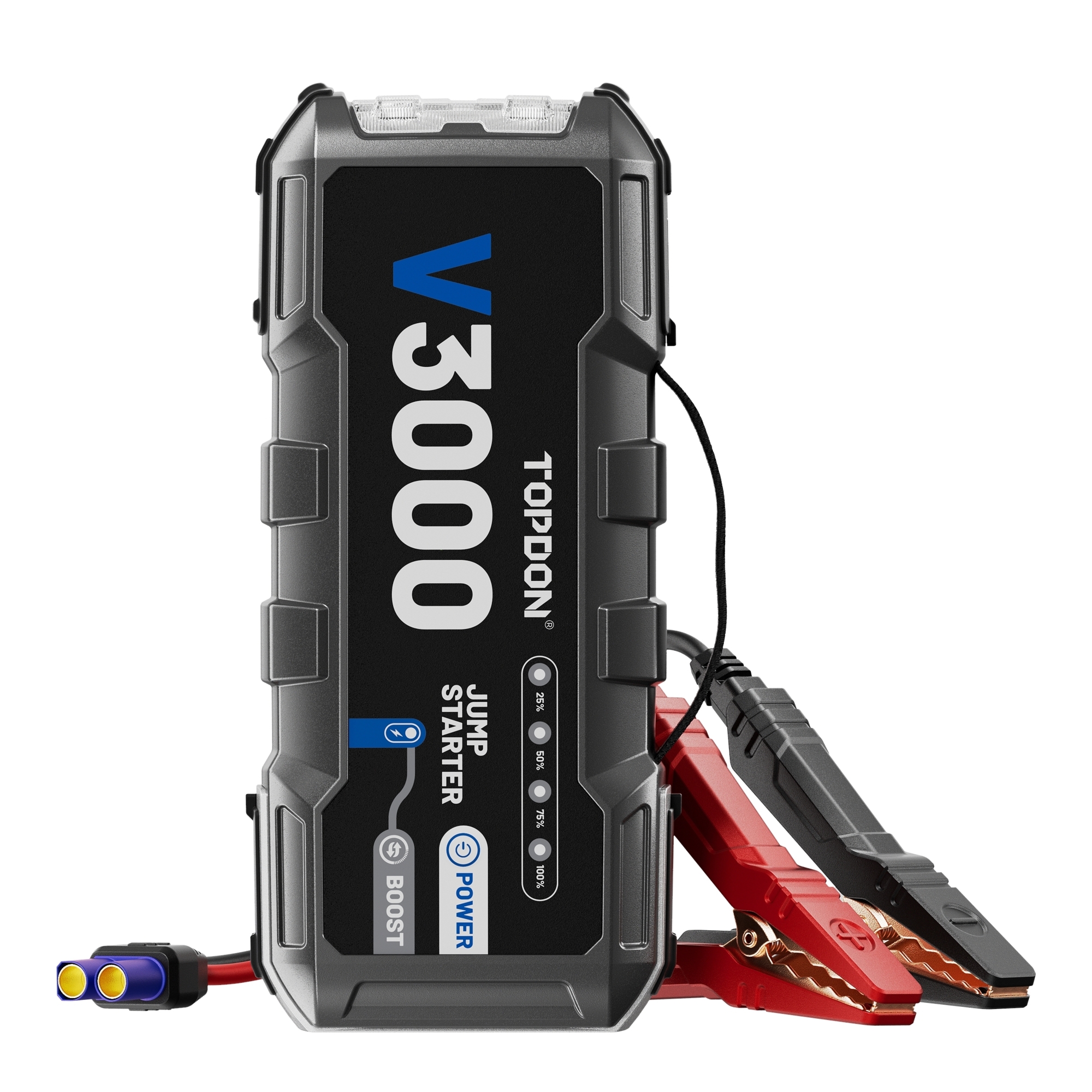 TOPDON Battery Jump Starter and Power Bank — 3000 Peak Amps, 24000mAh, Fast Charging, Flashlight, Model# TD52130271